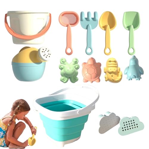 Sandbox Spielzeug Für Kinder, 13 Prozent Sandgrubenspielzeug Mit Zusammenklappbarem Eimer Und Spade Beach Set, Kinder Interaktive Strandspielzeugset Für Camping Schwimmbad, Seaside Holiday von Qizeroty