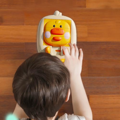 Schiebepuzzles für Kinder, Schiebepuzzlespiele mit Tieren - Cartoon-Tier-STEM-Lern-3D-Schiebepuzzle | Verbesserte Denkfähigkeit, Reisespielzeug-Handheld-Spiele, fördert die Hand-Auge-Koordination von Qizeroty