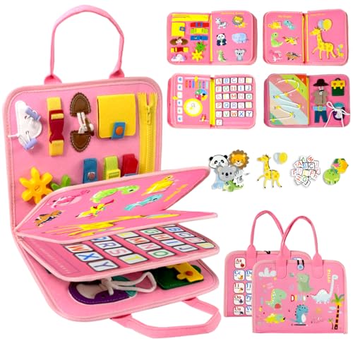Qizfun Busy Board Montessori Spielzeug ab 1 2 3 4 Jahre – Kleinkinder Activity Board Motorikspielzeug Sensorisches Lernspielzeug, Kleinkind Reisespielzeug für Reise Auto Flugzeug Qizfun Busy Board Montessori Spielzeug ab 1 2 3 4 Jahre – Kleinkinder Activity Board Motorikspielzeug Sensorisches Lernspielzeug, Kleinkind Reisespielzeug für Reise Auto Flugzeug von Qizfun