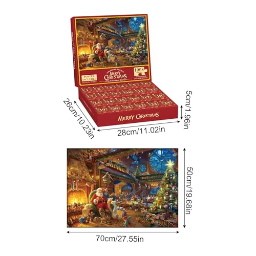 Qkbuza 2025 Weihnachts Adventskalender | 24 Puzzle Countdown Kalender für Weihnachten | Lustiges Interaktives Spielzeug für Saisonale Klassenraum von Qkbuza