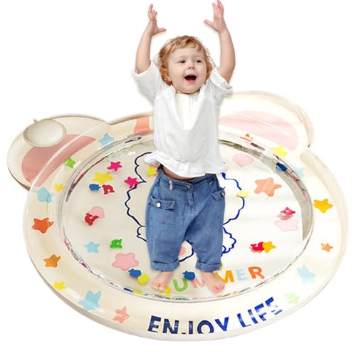Qkbuza Babywassermatte, sensorische Wassermatte - Aufblasbare Cartoon -Spielmatte für Babys | Eingebaute schwimmende Stars, tragbares Aktivitätszentrum für und Mädchen Qkbuza Babywassermatte, sensorische Wassermatte - Aufblasbare Cartoon -Spielmatte für Babys | Eingebaute schwimmende Stars, tragbares Aktivitätszentrum für und Mädchen von Qkbuza