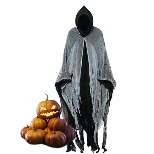 Qkbuza Black 190 Cm Halloween Geister Kostüm Gruseliger Halloween-Umhang Gruseliges Cape Mit Kapuze Für Unisex-Erwachsen Halloween-Kapuzenumhänge Für Rollenspiele, Thementänze Und Halloween-Partys Qkbuza Black 190 Cm Halloween Geister Kostüm Gruseliger Halloween-Umhang Gruseliges Cape Mit Kapuze Für Unisex-Erwachsen Halloween-Kapuzenumhänge Für Rollenspiele, Thementänze Und Halloween-Partys von Qkbuza