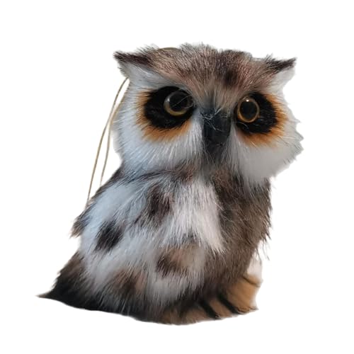 Qkbuza Kuscheule - Süße Kuscheltiere,Hängbare realistische Eulenfigur mit Öse und lebendigem Augen-Design als Anhänger für Halloween Party Dekoration zum Aufhängen an Taschen Rucksäcken von Qkbuza