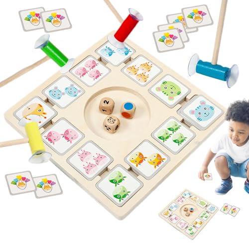 Qkbuza Roll and Match Brettspiel, Würfel -Matching -Spiel - Holz Matching Board - Bildungsaktivitäten mit 96 Karten 3 Würfel 4 Saugstangen, Vorschulspielzeug für Kinder im Alter von 4+ Qkbuza Roll and Match Brettspiel, Würfel -Matching -Spiel - Holz Matching Board - Bildungsaktivitäten mit 96 Karten 3 Würfel 4 Saugstangen, Vorschulspielzeug für Kinder im Alter von 4+ von Qkbuza