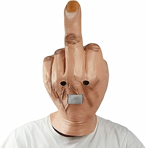 2021 New Latex Spoof Middle Finger Mask-Creepy Fingers Mask Halloween Mask-Full Head Creepy Halloween Party Fun Mask von Qklovni
