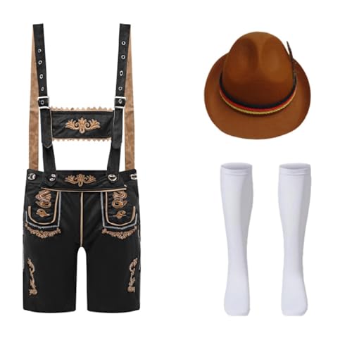 Qmfvqi Deals Of The Day Oktoberfest Herren Trachten Set Lederhose mit Trägern Kariertes Hemd Herren Kostüm BayernOutfit für Karneval Volksfest Bierfest Wiesn Party mittelalter Kleidung von Qmfvqi