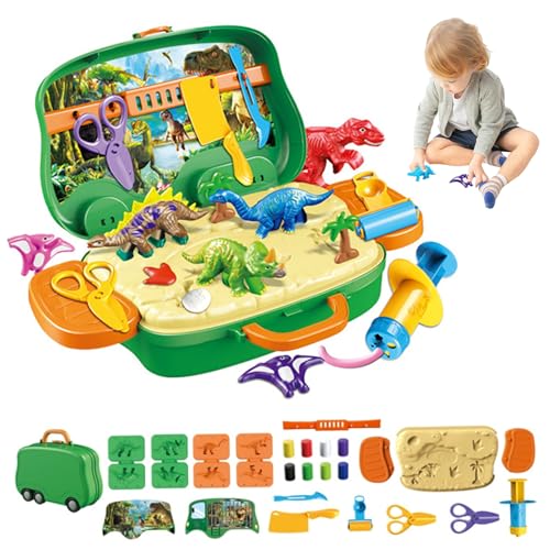Dinosaurier Spielknete Sets für Kleinkinder, Kinder Spielknete Sets DIY Bunte Baby Safe Playdough Dinosaurier Spielknete für Home Kindergarten von QmjdDymx