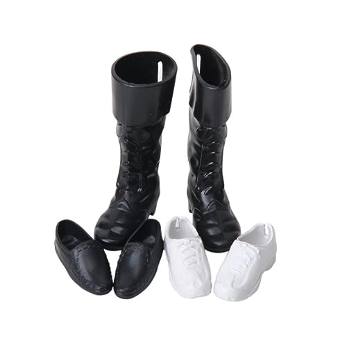 QmjdDymx Puppenhaus Miniaturschuhe, 3 Paare Dollhouse Miniaturschuhe süße Mini -Puppe Prince für Puppenspielzeugzubehör Schwarz und Weiß, Mini von QmjdDymx