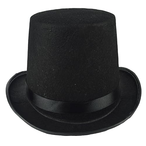 QmjdDymx Schwarz Top Hüte für Männer Frauen, Magier Kostüm Hüte Filz Steampunk Hut 6,3 Zoll Höhe Fantastische Fancy Dress Kopfbedeckungen & Hüte für Erwachsene von QmjdDymx