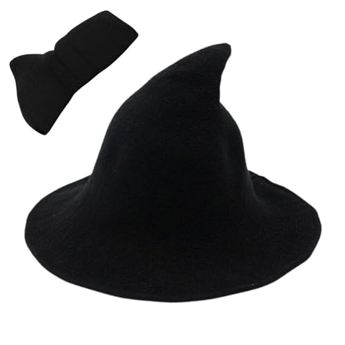 QmjdDymx WEITARE WITCH HAT, Damen -Strick -Hexenhut - breiter Krempe spitzte Halloween -Kopfbedeckung - Purple Halloween Cap, Kostüm von QmjdDymx