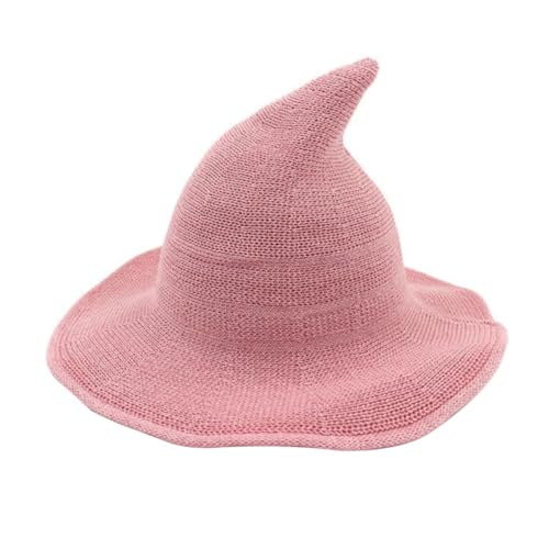 QmjdDymx WEITARE WITCH HAT, Damen -Strick -Hexenhut - breiter Krempe spitzte Halloween -Kopfbedeckung - schwarze Halloween -Mütze, Kostüm von QmjdDymx