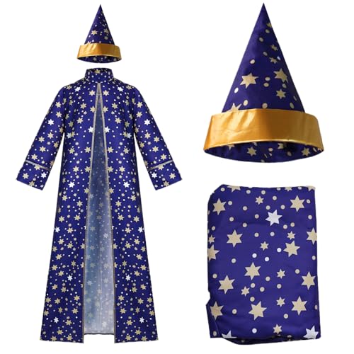 QmjdDymx Zaubererkostüm, Zauberer Kostüm Langarmes Blau Größe L Wizard Robe und Hut Polyester Sternmuster Zauberer Umhang Erwachsene Zauberer Robe für Halloween -Party, Cosplay, Zaubererkostüm Männer QmjdDymx Zaubererkostüm, Zauberer Kostüm Langarmes Blau Größe L Wizard Robe und Hut Polyester Sternmuster Zauberer Umhang Erwachsene Zauberer Robe für Halloween -Party, Cosplay, Zaubererkostüm Männer von QmjdDymx
