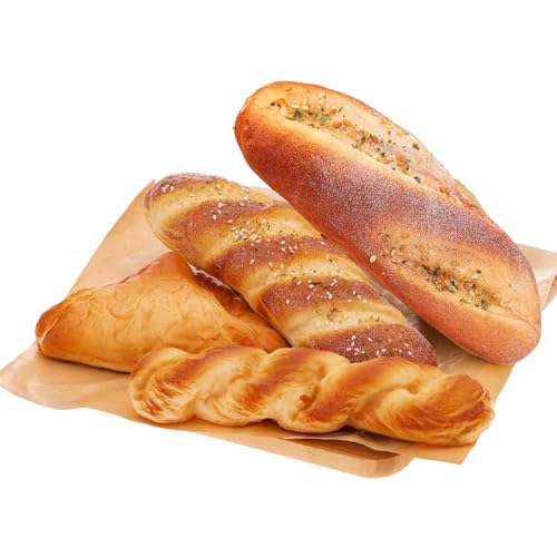 Realistisches Essen, 4PCS Realistisches Brot Lebensmittelmodell, Simulation französischer Brot PU -Requisite für Heimküche Bäckerei Fotografie Geburtstagdekoration von QmjdDymx