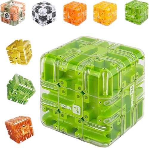 Large Labyrinth 3D Puzzle Maze Cube - Engaging Brain Teaser Toy, Magic 3x3 Maze Cube Puzzle, for Stress Relief & Logic Development,Educational Focus Game Gift for Adults Teens (Green) von Qoobom