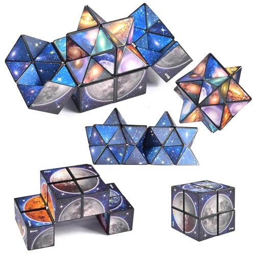 2 in 1 Magic Cube Set, Sternenklarer Himmel Zauberwürfel Infinity, Magic Puzzle Cubes, Puzzle Zauberwürfel Cube, 3D Puzzle Würfel, Stressabbau Spielzeug für Kinder Erwachsene von Qooloo