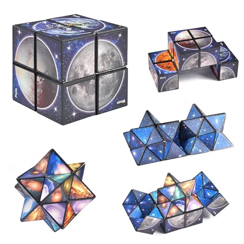 2 in 1 Sternenklarer Himmel Zauberwürfel, Magic Cube Set, Infinity Zauberwürfel Kinder, Magic Puzzle Cubes, 3D Puzzle Würfel, Stressabbau Spielzeug, Lernspiel Geschenke für Kinder Erwachsene von Qooloo