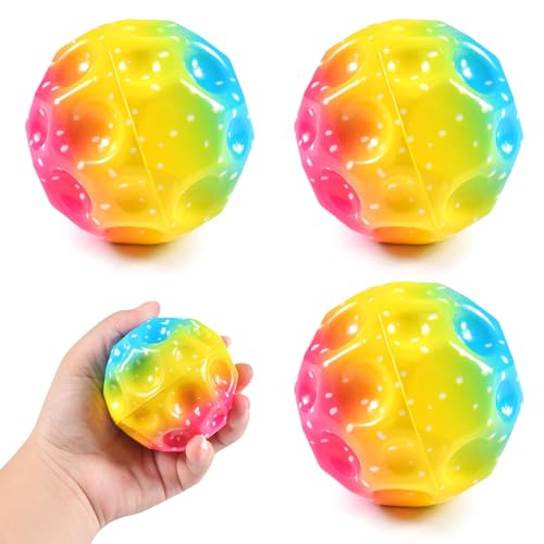 3 Stück Moon Ball, 66mm Astro Jump Ball, Hohe Sprünge Gummiball Space Ball Moonball EIN Knallendes Geräusch Machen, Bounce Ball Bouncing Ball für Kinder, Hohe Bounce-Loch-Ball Mondball Lavaball (E) von Qooloo