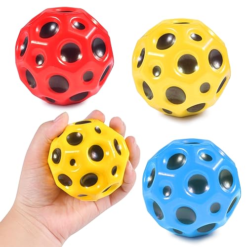 3 Stück Moon Ball, 66mm Astro Jump Ball, Hohe Sprünge Gummiball Space Ball Moonball EIN Knallendes Geräusch Machen, für Kinder, Bounce-Loch-Ball Mondball Lavaball (A) von Qooloo