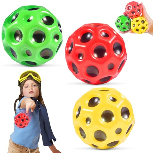 3Pcs Astro Jump Ball,Super High Bouncing Space Ball,Bouncing Ball,Space Ball,Mini Bouncing Ball Toy for Kids Party Gift,Spielzeug Planeten Hüpfbälle für Kinder im Freien (Rot+Gelb+Blau) von Qooloo