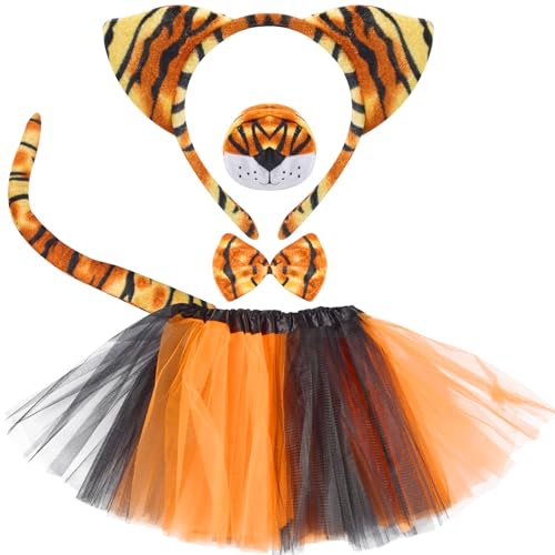 Qooloo 5 Stück Tiger Kostüm Kinder, Kinderkostüme mit Tigerohren Stirnband, Tigerschwanz, Fliege, Tutu Rock für Karnevalsparty Cosplay Geburtstagsfeier, 3-10 Jahren Qooloo 5 Stück Tiger Kostüm Kinder, Kinderkostüme mit Tigerohren Stirnband, Tigerschwanz, Fliege, Tutu Rock für Karnevalsparty Cosplay Geburtstagsfeier, 3-10 Jahren von Qooloo