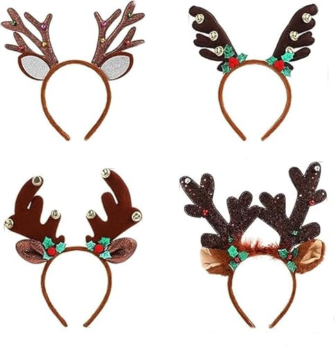 Qooloo Weihnachten Rentier Stirnband - 4 Stück Glitter Geweih Stirnbänder für Erwachsene und Kinder - Kostüm Party Zubehör Qooloo Weihnachten Rentier Stirnband - 4 Stück Glitter Geweih Stirnbänder für Erwachsene und Kinder - Kostüm Party Zubehör von Qooloo