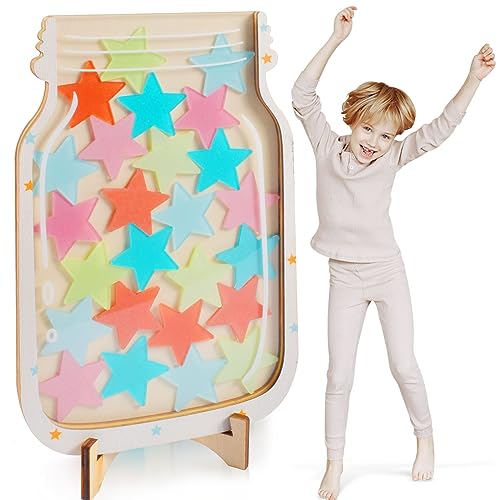 Sterne Belohnungsglas für Kinder, Personalisiertes Belohnungsglas, Star Reward Jars, Motivierendes Belohnungsglas, Belohnungsglas für Gutes Benehmen, Sterne Anreizglas aus Holz für Heimschüler (H) von Qooloo