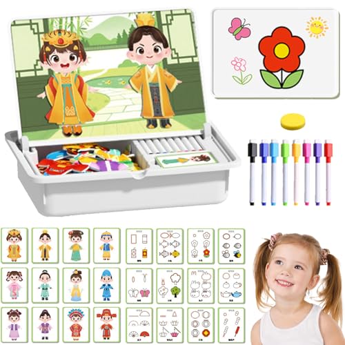 Magnetische Puzzles Gesicht Ankleiden Reise Spiel Doppel Seite Vorschule Pädagogisches Lernspielzeug Für Kinder, Magnete Kinder, Motorikspielzeug Hölzern, Magnetspiel Ab 3 Jahre-7 (D) von Qosigote