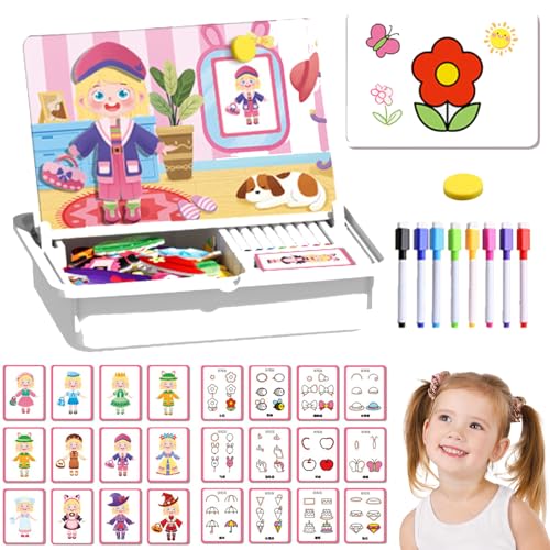 Magnetische Puzzles Gesicht Ankleiden Reise Spiel Doppel Seite Vorschule Pädagogisches Lernspielzeug Für Kinder, Magnete Kinder, Motorikspielzeug Hölzern, Magnetspiel Ab 3 Jahre-7 (E) von Qosigote