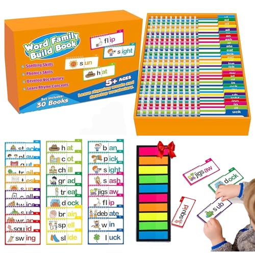 Qosigote 30 Read and Rhyme Flip Books,Word Family Flip Books, ABC Vocabulary Flash Cards,Sight Word Flash Cards,Reading Games (1PC) von Qosigote
