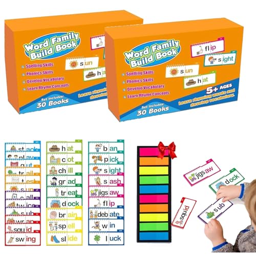 Qosigote 30 Read and Rhyme Flip Books,Word Family Flip Books, ABC Vocabulary Flash Cards,Sight Word Flash Cards,Reading Games (2PCS) von Qosigote