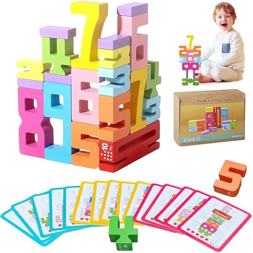 Qosigote Digital Building Blocks, Holz Zahlenblock, Zahlenbausteine, Auri-Blocks – Das Lernspiel, Mit Dem Dein Kind Zahlen Wirklich Versteht, Montessori Zahlen für Kinder Ab 3 Jahren (Set A) von Qosigote