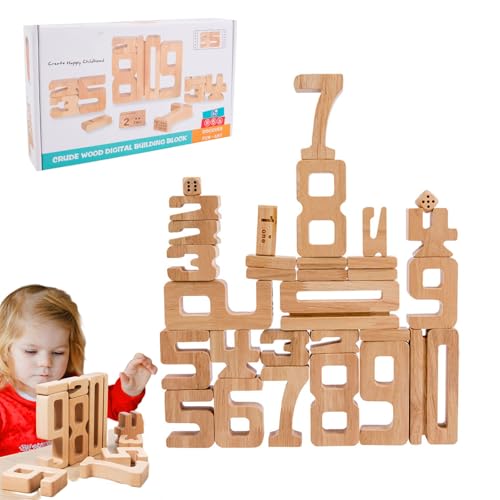 Qosigote Digital Building Blocks, Holz Zahlenblock, Zahlenbausteine, Auri-Blocks – Das Lernspiel, Mit Dem Dein Kind Zahlen Wirklich Versteht, Montessori Zahlen für Kinder Ab 3 Jahren (Set C) von Qosigote