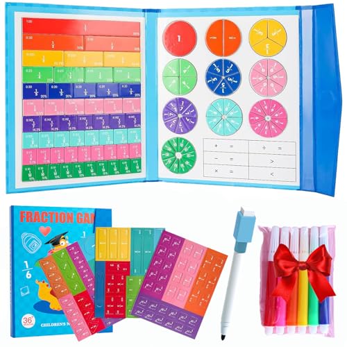 Qosigote Fraction Game Magnetic, Bruchrechnen Lernhilfe Magnetisch, Magnet Bruchrechnen Für Mathe Grundschule Material, Mathematik Ressourcenfördern Sie Kreativität Und Lernen (C) von Qosigote