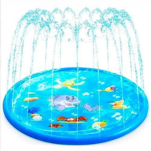 Qosigote Hund Fontane Sommer Spielzeug, Wassermatte Hund, Aufblasbare Hund Sprayer Hund Pool, Faltbare Verdickte Outdoor Doggy Sprinkler Spielmatte Für Sommer Garten Strand Hinterhof (B 170CM) von Qosigote