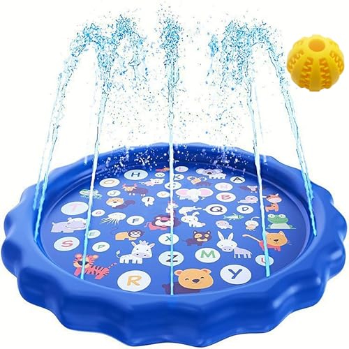 Qosigote Hund Fontane Sommer Spielzeug, Wassermatte Hund, Aufblasbare Hund Sprayer Hund Pool, Faltbare Verdickte Outdoor Doggy Sprinkler Spielmatte Für Sommer Garten Strand Hinterhof (C 170CM) von Qosigote