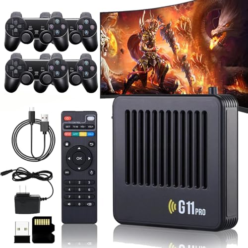 Retrowave, 2025 Neue Retrowave G11 Pro, Retro Wave G11 Pro 100000 Spiele Mit 2/4 Kabellosen Dual-Controllern, 4k Portable Plug & Play Video Games (256G,4 Controllers) von Qosigote