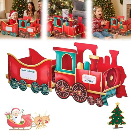 Train-Deliver Holiday Cheer In Style, DIY Santa’S Gift Train, Style Personalised Trains Set, for Gift Storage Organizer, Unique Home Decor (Large,A) von Qosigote