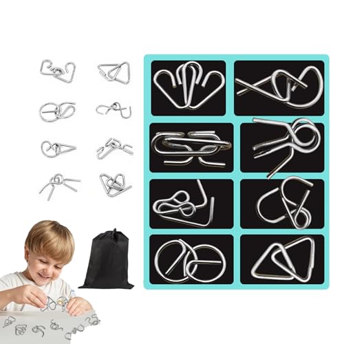 Crabbei Berlinmoon Metall Puzzle Ring achtteilig Blaue Version Denksportaufgaben, 3D Denksport Aufgaben Puzzles Metall, Geduldsspiel Kinder, Mini Geschenk füR Erwachsene und Kinder (Grün) von Qosneoun