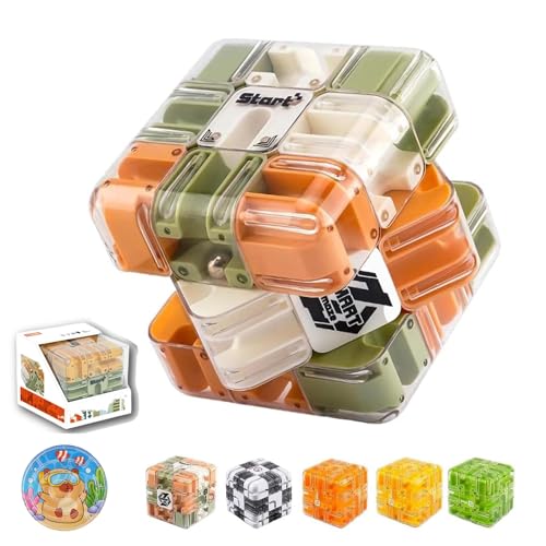 Große 3D-Labyrinth-Puzzle-Maze-Cube – Fesselndes Gehirnrätsel-Spielzeug, Hochschwierigkeits-Puzzle, Spielzeug zur Gehirntraining für räumliches Bewusstsein, Bildungsspiel zum Fokusieren (Color) von Qosneoun