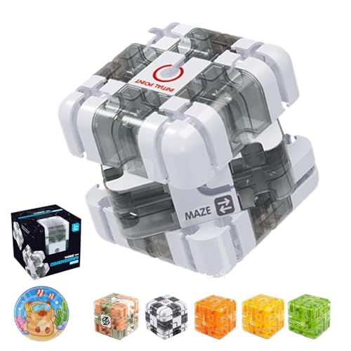 Große 3D-Labyrinth-Puzzle-Maze-Cube – Fesselndes Gehirnrätsel-Spielzeug, Hochschwierigkeits-Puzzle, Spielzeug zur Gehirntraining für räumliches Bewusstsein, Bildungsspiel zum Fokusieren (Gray) von Qosneoun