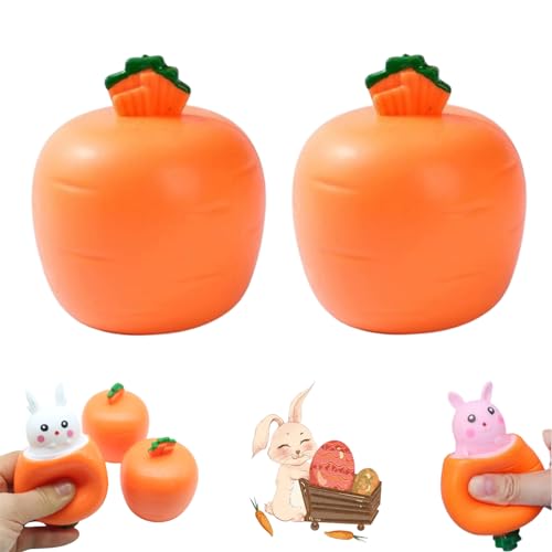 Pop up Carrot Bunny, Pop up Carrot Rabbit, Squeeze Toys Carrot Rabbit, Easter Pop Fidget Toys, Bunny Stress Relief Sensory Toys for Children and Adult (2PCS-Mix) von Qosneoun