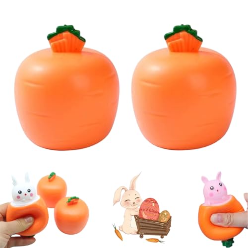 Pop up Carrot Bunny, Pop up Carrot Rabbit, Squeeze Toys Carrot Rabbit, Easter Pop Fidget Toys, Bunny Stress Relief Sensory Toys for Children and Adult (2PCS-Pink) von Qosneoun