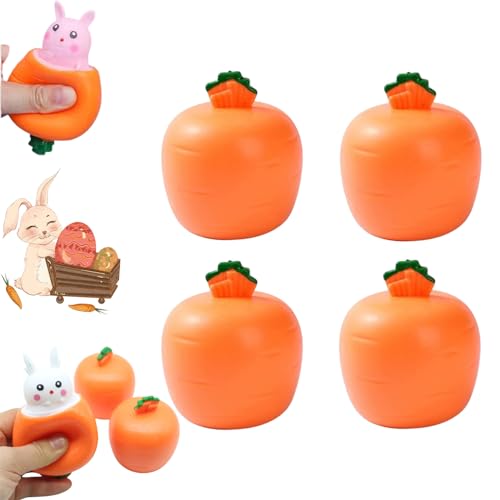 Pop up Carrot Bunny, Pop up Carrot Rabbit, Squeeze Toys Carrot Rabbit, Easter Pop Fidget Toys, Bunny Stress Relief Sensory Toys for Children and Adult (4PCS-Mix) von Qosneoun