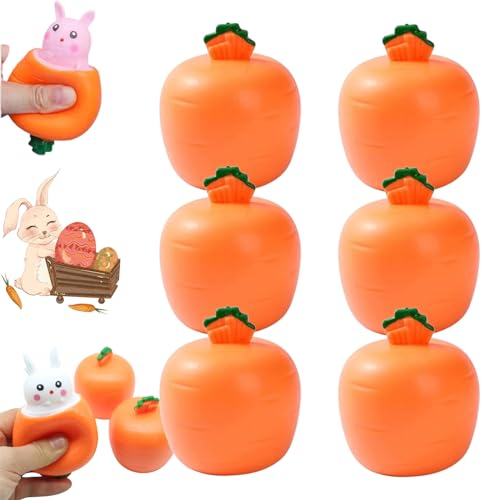 Pop up Carrot Bunny, Pop up Carrot Rabbit, Squeeze Toys Carrot Rabbit, Easter Pop Fidget Toys, Bunny Stress Relief Sensory Toys for Children and Adult (6PCS-Mix) von Qosneoun