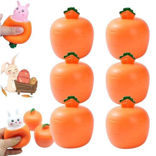 Pop up Carrot Bunny, Pop up Carrot Rabbit, Squeeze Toys Carrot Rabbit, Easter Pop Fidget Toys, Bunny Stress Relief Sensory Toys for Children and Adult (6PCS-White) von Qosneoun