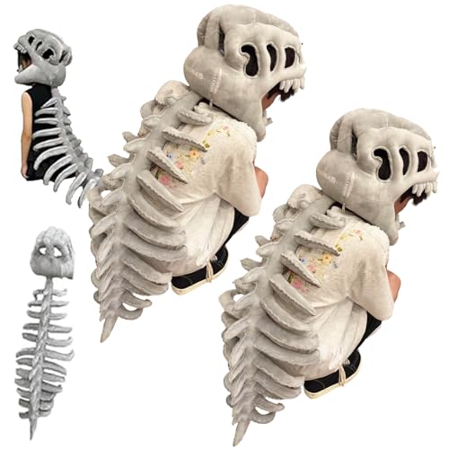 Qosneoun Repairig-Realistisches Dinosaurier-Skelett-Kostüm-Set, atemberaubendes Dinosaurier-Skelett-Kostüm, Halloween-Skelett-Outfits, Dinosaurier-Fossil-Overall, gefüllt für Halloween, Cosplay-Partys von Qosneoun