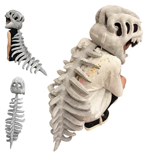 Qosneoun Repairig-Realistisches Dinosaurier-Skelett-Kostüm-Set, atemberaubendes Dinosaurier-Skelett-Kostüm, Halloween-Skelett-Outfits, Dinosaurier-Fossil-Overall, gefüllt für Halloween, Cosplay-Partys von Qosneoun