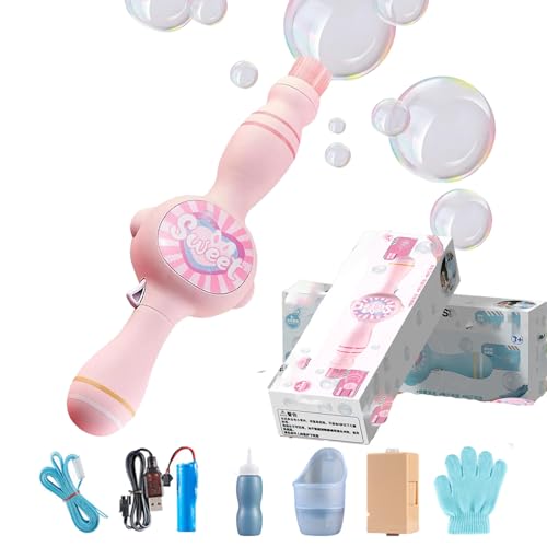 Smoke Bubble Machine Elastic Magic & Elastic Magic Wand, Bunte Rauchblasenmaschine, Elastische Blasen-Nebelblasen-Maschinen für Party, Outdoor-Spaß, Festival, Geburtstag (Rosa) von Qosneoun