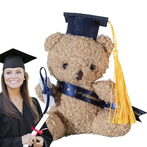 Qoukonao Abschlussbär Plüsch 2025, 5,1 Zoll Bär Plüschtier mit Zertifikat, Tier-Desktop-Ornament für Kindergarten, Schule, Abschluss-Souvenir, für Mädchen Qoukonao Abschlussbär Plüsch 2025, 5,1 Zoll Bär Plüschtier mit Zertifikat, Tier-Desktop-Ornament für Kindergarten, Schule, Abschluss-Souvenir, für Mädchen von Qoukonao