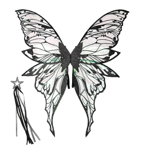 Qoukonao Feenflügel Für Kinder - Engelsflügel Kostüm Set,Farbige Cosplay Accessoires Für Mädchen Geburtstag Mottoparty Halloween von Qoukonao
